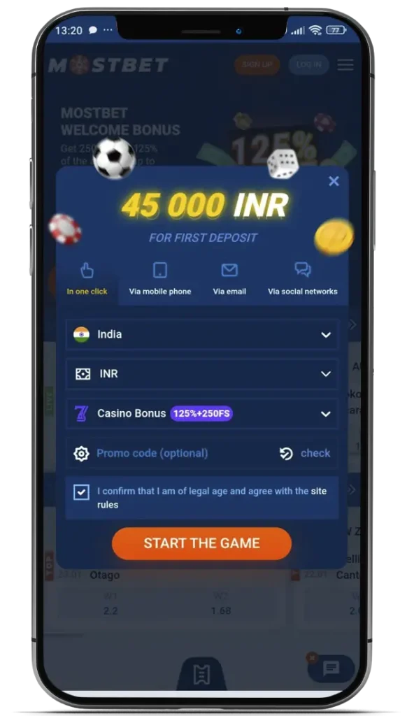 Register a Mostbet account